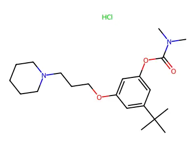Carbamic acid, dimethyl-, 5-(1,1-dimethylethyl)-3-(3-(1-piperidinyl)propoxy)phenyl ester, monohydrochloride structure
