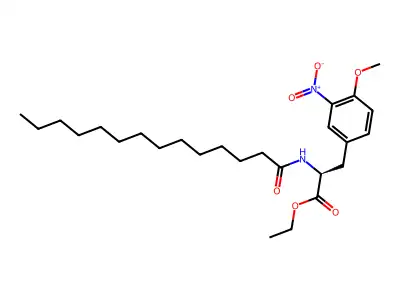 DL-Tyrosine, O-methyl-3-nitro-N-(1-oxotetradecyl)-, ethyl ester structure