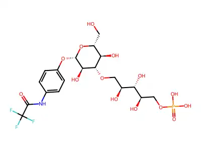 4-trifluoroacetamidophenyl-1-O-glucopyranosylribitol-1'-phosphate structure