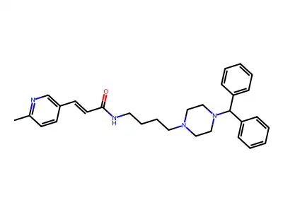 N-[3-(6-methyl-3-pyridyl)acryloyl]-4-(4-diphenylmethyl-1-piperazinyl)butylamine structure