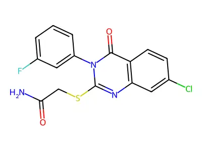 Acetamide, ((7-chloro-3-(3-fluorophenyl)-4-oxo-3,4-dihydroquinazolin-2-yl)thio)- structure