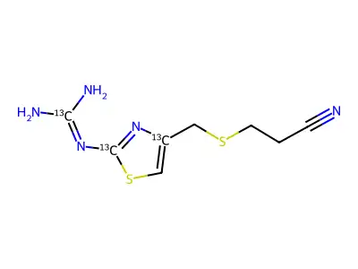 3-(2-(Diaminomethyleneamino)thiazol-4-yl)methylthio)propiononitrile structure