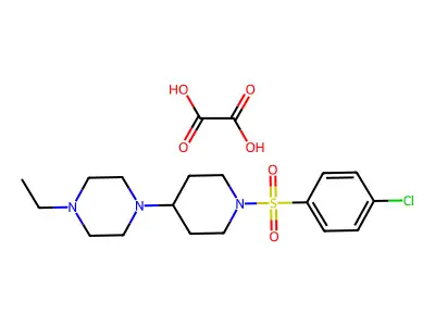 1-[1-(4-Chlorophenyl)sulfonylpiperidin-4-yl]-4-ethylpiperazine;oxalic acid structure