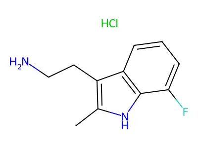 2-(7-fluoro-2-methyl-1H-indol-3-yl)ethan-1-amine hydrochloride structure