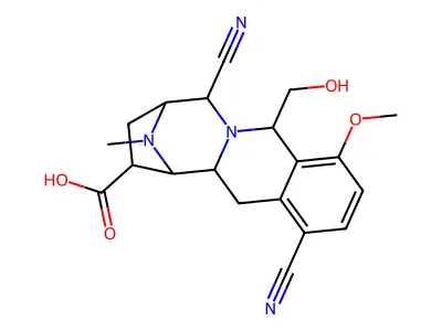 8,11-Iminoazepino(1,2-b)isoquinoline-10-carboxylic acid, 5,7,8,9,10,11,11a,12-octahydro-1,7-dicyano-5-(hydroxymethyl)-4-methoxy-13-methyl- structure