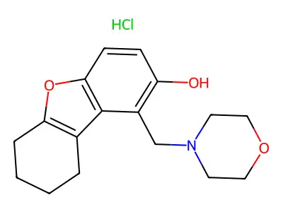 2-Dibenzofuranol, 6,7,8,9-tetrahydro-1-(4-morpholinylmethyl)-, hydrochloride structure