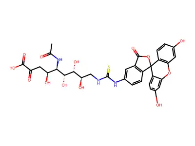 5-Acetamido-9-(3-fluoresceinylthioureido)-3,5,9-trideoxy-2-nonulosonsonic acid structure