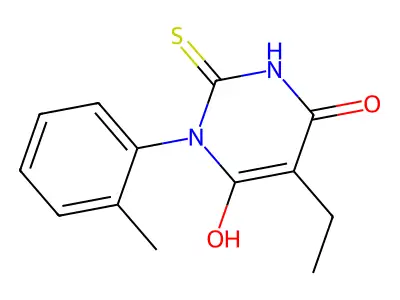 5-Ethyl-6-hydroxy-3-(2-methylphenyl)-2-sulfanyl-3,4-dihydropyrimidin-4-one structure