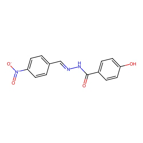 4-hydroxy-N'-[(E)-(4-nitrophenyl)methylidene]benzohydrazide structure