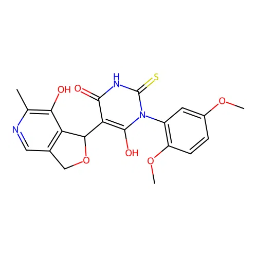 1-(2,5-dimethoxyphenyl)-6-hydroxy-5-(7-hydroxy-6-methyl-1,3-dihydrofuro[3,4-c]pyridin-1-yl)-2-thioxo-2,3-dihydropyrimidin-4(1H)-one structure