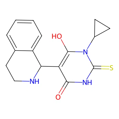 1-cyclopropyl-6-hydroxy-2-sulfanylidene-5-(1,2,3,4-tetrahydroisoquinolin-1-yl)pyrimidin-4-one structure