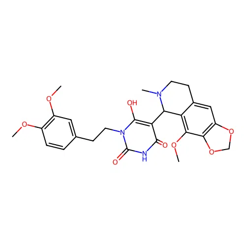 3-(3,4-dimethoxyphenethyl)-6-hydroxy-5-(4-methoxy-6-methyl-5,6,7,8-tetrahydro-[1,3]dioxolo[4,5-g]isoquinolin-5-yl)pyrimidine-2,4(1H,3H)-dione structure