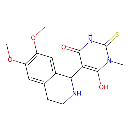 5-(6,7-dimethoxy-1,2,3,4-tetrahydroisoquinolin-1-yl)-6-hydroxy-3-methyl-2-thioxo-2,3-dihydropyrimidin-4(1H)-one structure