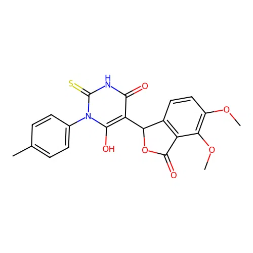 5-(4,5-dimethoxy-3-oxo-1,3-dihydroisobenzofuran-1-yl)-6-hydroxy-2-thioxo-1-(p-tolyl)-2,3-dihydropyrimidin-4(1H)-one structure