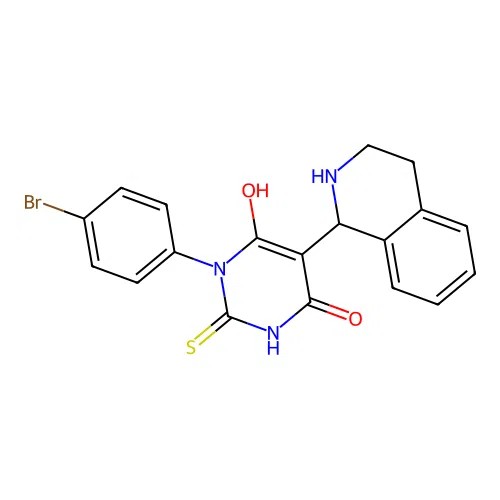 1-(4-bromophenyl)-6-hydroxy-2-sulfanylidene-5-(1,2,3,4-tetrahydroisoquinolin-1-yl)pyrimidin-4-one structure