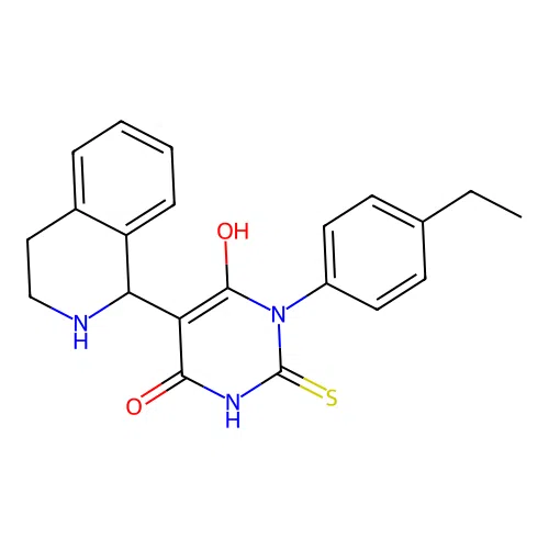 1-(4-ethylphenyl)-6-hydroxy-2-sulfanylidene-5-(1,2,3,4-tetrahydroisoquinolin-1-yl)pyrimidin-4-one structure