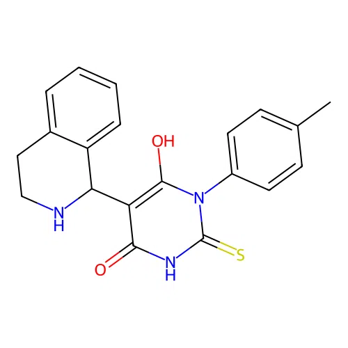 6-hydroxy-1-(4-methylphenyl)-2-sulfanylidene-5-(1,2,3,4-tetrahydroisoquinolin-1-yl)pyrimidin-4-one structure