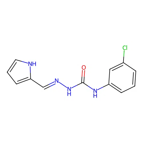 1-(3-chlorophenyl)-3-(1H-pyrrol-2-ylmethylideneamino)urea structure