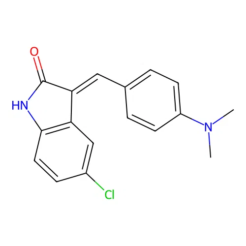 5-chloro-3-{[4-(dimethylamino)phenyl]methylidene}-2,3-dihydro-1H-indol-2-one structure