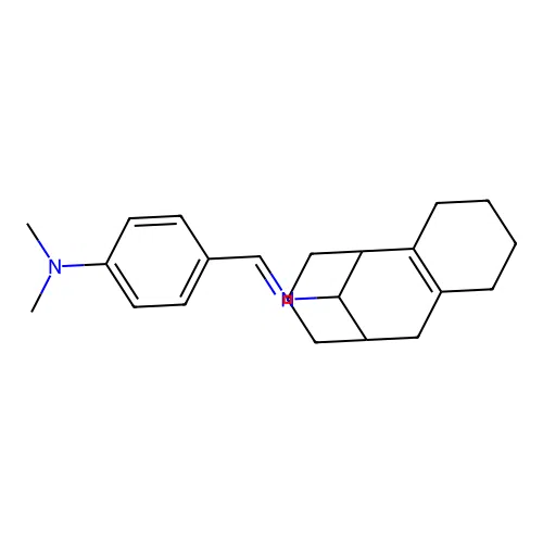 (E)-N-(4-(dimethylamino)benzylidene)-1,2,3,4,5,6,7,8,9,10-decahydro-5,9-methanobenzo[8]annulen-11-amine structure