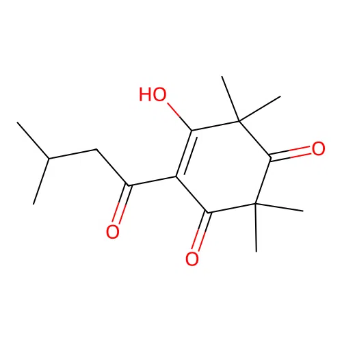 5-Hydroxy-2,2,6,6-tetramethyl-4-(3-methylbutanoyl)cyclohex-4-ene-1,3-dione structure
