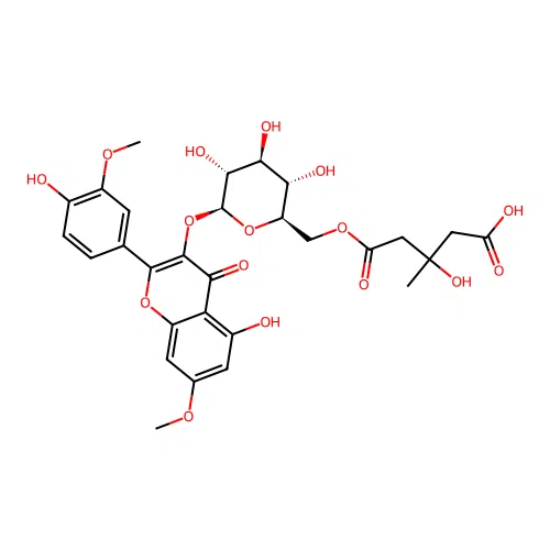 rhamnazin-3-O-beta-D-(6''-beta-hydroxy-beta-methyglutaryl)-glucoside structure
