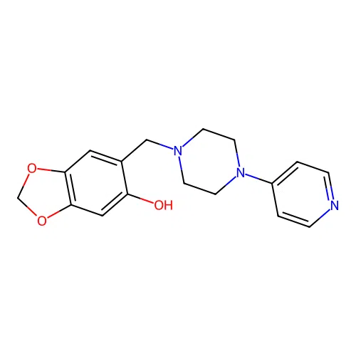 6-{[4-(pyridin-4-yl)piperazin-1-yl]methyl}-2H-1,3-benzodioxol-5-ol structure