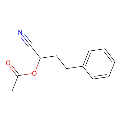 (1-Cyano-3-phenylpropyl) acetate structure