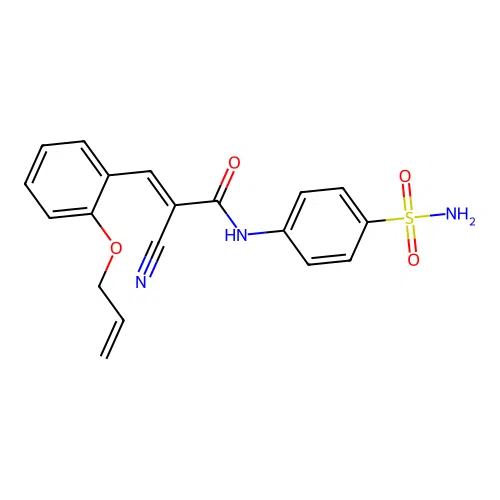 (E)-2-cyano-3-(2-prop-2-enoxyphenyl)-N-(4-sulfamoylphenyl)prop-2-enamide structure