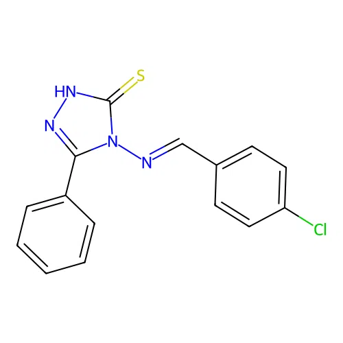 4-[(E)-(4-chlorophenyl)methylideneamino]-3-phenyl-1H-1,2,4-triazole-5-thione structure
