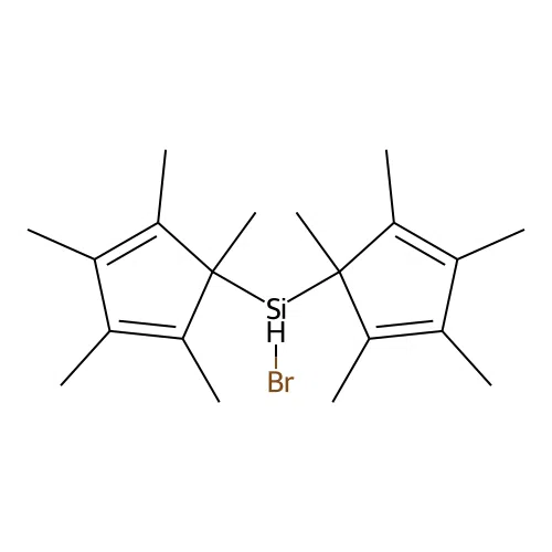 Bromo-bis(1,2,3,4,5-pentamethylcyclopenta-2,4-dien-1-yl)silane structure