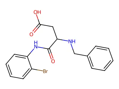 N~2~-benzyl-N-(2-bromophenyl)-alpha-asparagine structure