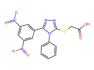 Acetic acid, ((5-(3,5-dinitrophenyl)-4-phenyl-4H-1,2,4-triazol-3-yl)thio)- structure