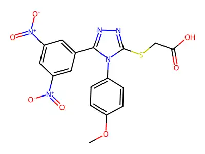 Acetic acid, ((5-(3,5-dinitrophenyl)-4-(4-methoxyphenyl)-4H-1,2,4-triazol-3-yl)thio)- structure