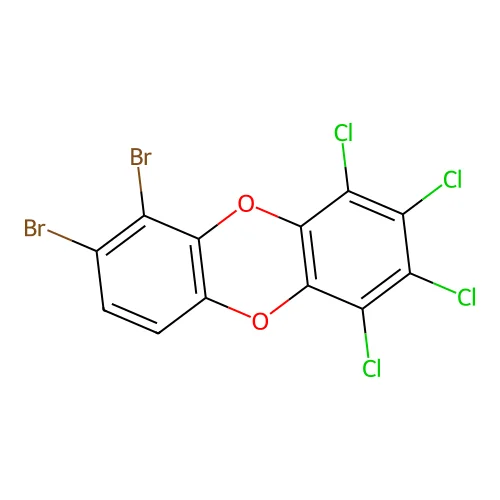 6,7-Dibromo-1,2,3,4-tetrachlorodibenzo-p-dioxin structure