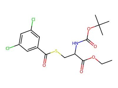 Ethyl 2-[(tert-butoxycarbonyl)amino]-3-[(3,5-dichlorobenzoyl)sulfanyl]propanoate structure