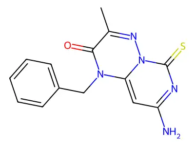 2H-Pyrimido(1,6-b)(1,2,4)triazin-2-one, 1,6-dihydro-8-amino-3-methyl-1-(phenylmethyl)-6-thioxo- structure