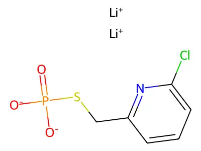 Dilithium S-(6-chloro-2-pyridylmethyl)phosphorothioate hydrate structure