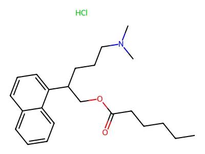 Hexanoic acid, 5-(dimethylamino)-2-(1-naphthalenyl)pentyl ester, hydrochloride structure