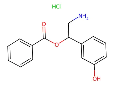 2-Amino-1-(3-hydroxyphenyl)ethyl benzoate--hydrogen chloride (1/1) structure