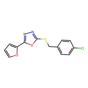 4-Chlorobenzyl 5-(2-furyl)-1,3,4-oxadiazol-2-yl sulfide structure