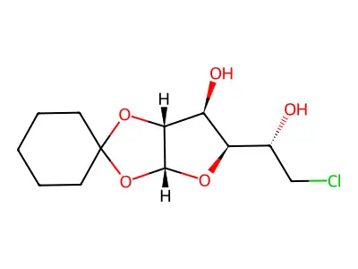 Cyclohexylidene-6-chloro-deoxyglucofuranose structure