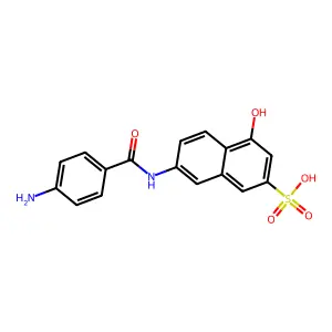 7-(4-Aminobenzamido)-4-hydroxynaphthalene-2-sulfonic acid structure