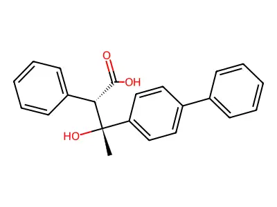 (2S,3R)-3-hydroxy-2-phenyl-3-(4-phenylphenyl)butanoic acid structure