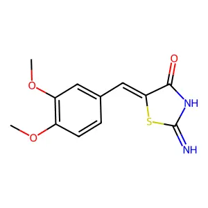 (5Z)-2-amino-5-(3,4-dimethoxybenzylidene)-1,3-thiazol-4(5H)-one structure