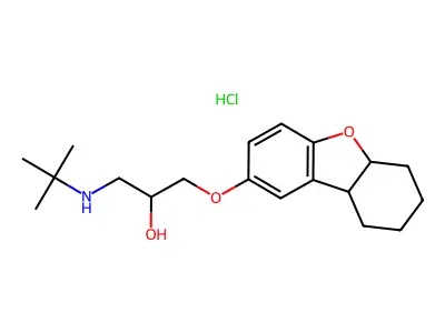 1-((1,1-Dimethylethyl)amino)-3-((5a,6,7,8,9,9a-hexahydro-2-dibenzofuranyl)oxy)-2-propanol HCl structure