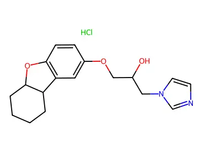 alpha-(((5a,6,7,8,9,9a-Hexahydro-2-dibenzofuranyl)oxy)methyl)-1H-imidazole-1-ethanol HCl structure