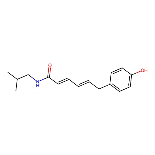 2,4-Hexadienamide, 6-(4-hydroxyphenyl)-N-(2-methylpropyl)-, (E,E)- structure