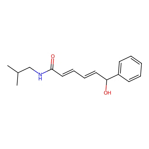2,4-Hexadienamide, 6-hydroxy-N-(2-methylpropyl)-6-phenyl-, (E,E)- structure