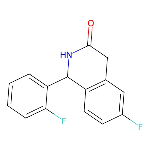 6-fluoro-1-(2-fluorophenyl)-2,4-dihydro-1H-isoquinolin-3-one structure